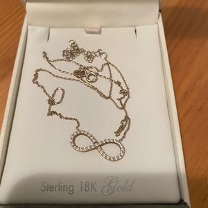 Crislu sterling gold necklace Infinity sign